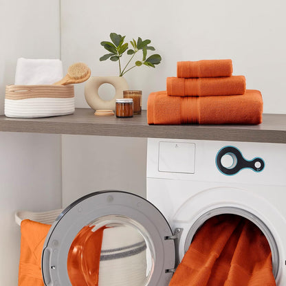 cozyart luxury bath towel set 6 pcs, burnt showing dimensions