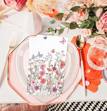 HEIPINIUYE 50 Pieces Spring Floral Paper Napkins 3-ply Wildflower Guest Napkins - Image 4