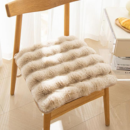 Square Faux Fur Seat Cushion, Faux Rabbit Fleece Chair Pad, Winter Thick Plush by Unknown