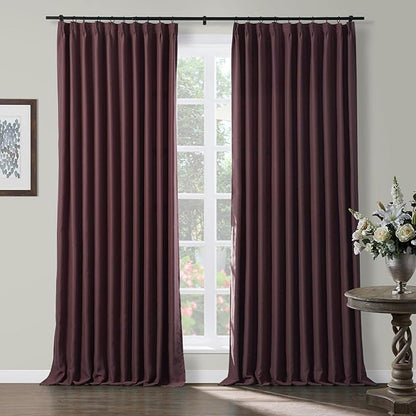 TWOPAGES Burgundy Pinch Pleated Room Darkening Curtain 102 Inches Long by TWOPAGES