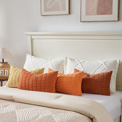 Fancy Homi Set of 4 Burnt Orange Fall Long Lumbar Rectangle Decorative Throw - Image 5