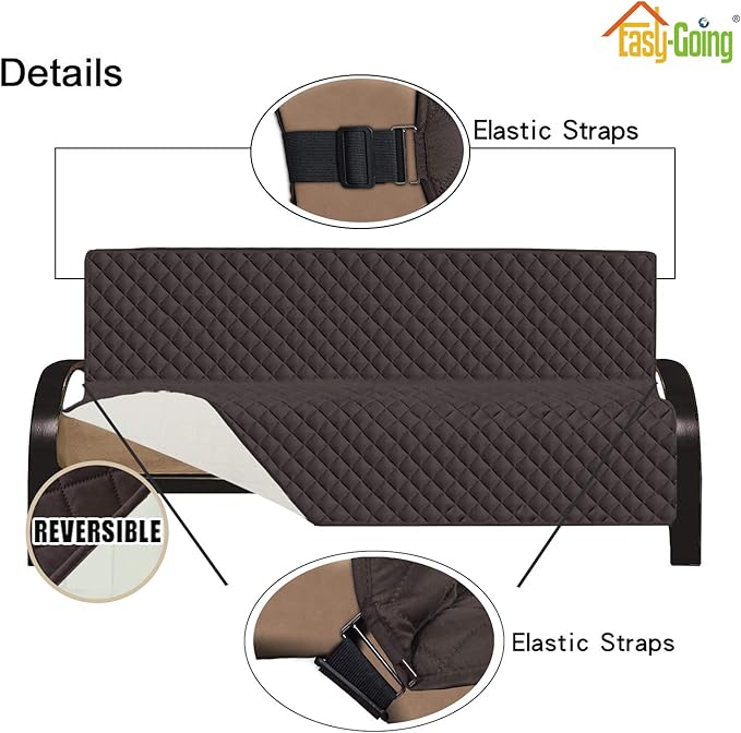 Easy-Going Futon Slipcover Reversible Sofa Cover Armless Couch Cover Water - Image 3