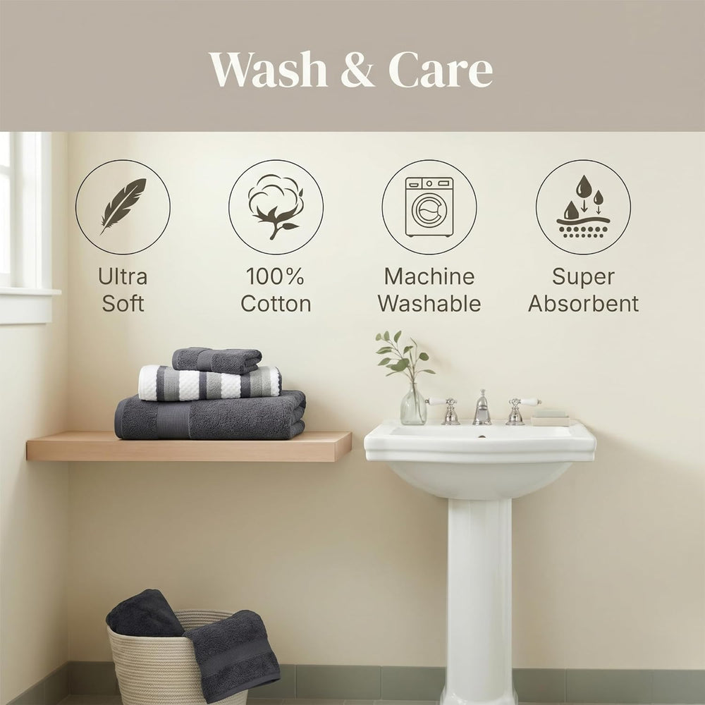 Modern Threads 6 Piece Bath Towel Set – Bathroom Towel Set with 2 Bath Towels...