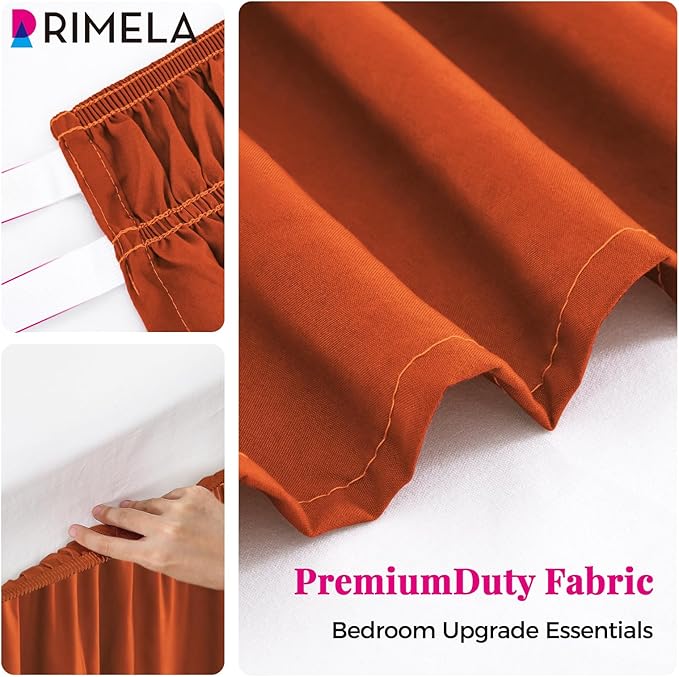 RIMELA Orange Yellow Bed Skirt Queen 15 Inch Drop, Elastic Bed Skirts Queen - Image 7
