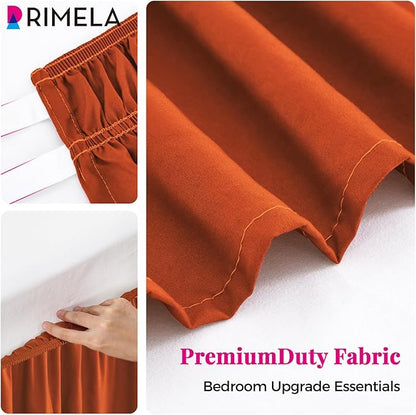 RIMELA Orange Yellow Bed Skirt Queen 15 Inch Drop, Elastic Bed Skirts Queen - Image 7