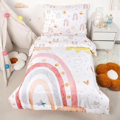 Toddler Bedding Set for Girls, 4 Piece Rainbow Toddler Girl Bedding Set - Image 7