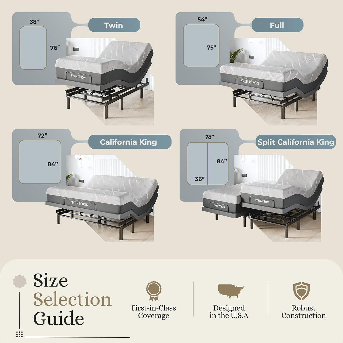 sven & son harmony adjustable bed base, head on a desk or shelf