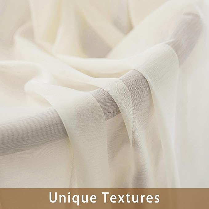 Natural Sheer Curtains 108 Inches Extra Long, Privacy Semi Sheer Curtains - Image 4