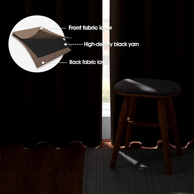 HOMEIDEAS Blackout Curtains for Bedroom 52 X 84 Inch Long 2 Panels Set - Image 3