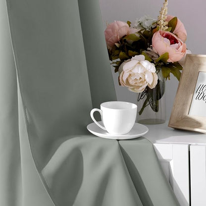 HOMEIDEAS Greyish Green Blackout Curtains - Image 3
