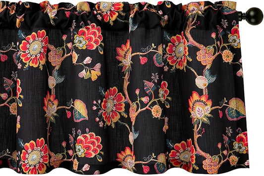 Leeva Vintage Floral Curtains Valances, Light Filtering Curtain Panel by Leeva