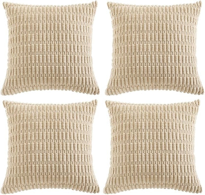Fancy Homi 4 Packs Tan Decorative Throw Pillow Covers 18x18 Inch by Fancy+Homi