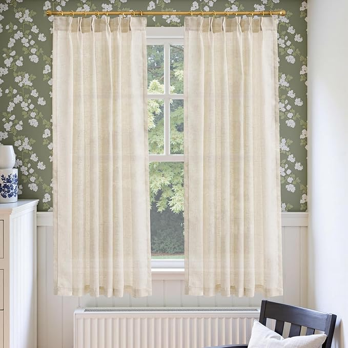 jinchan Pinch Pleated Linen Blend Curtains 63 Inch 2 Panels Light Filtering by JINCHAN