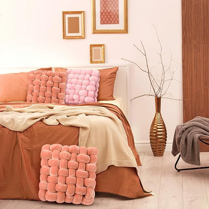 Wenqik 2 Pcs Knot Pillows Square Knotted Plush Throws Soft Accent Pillows - Image 6