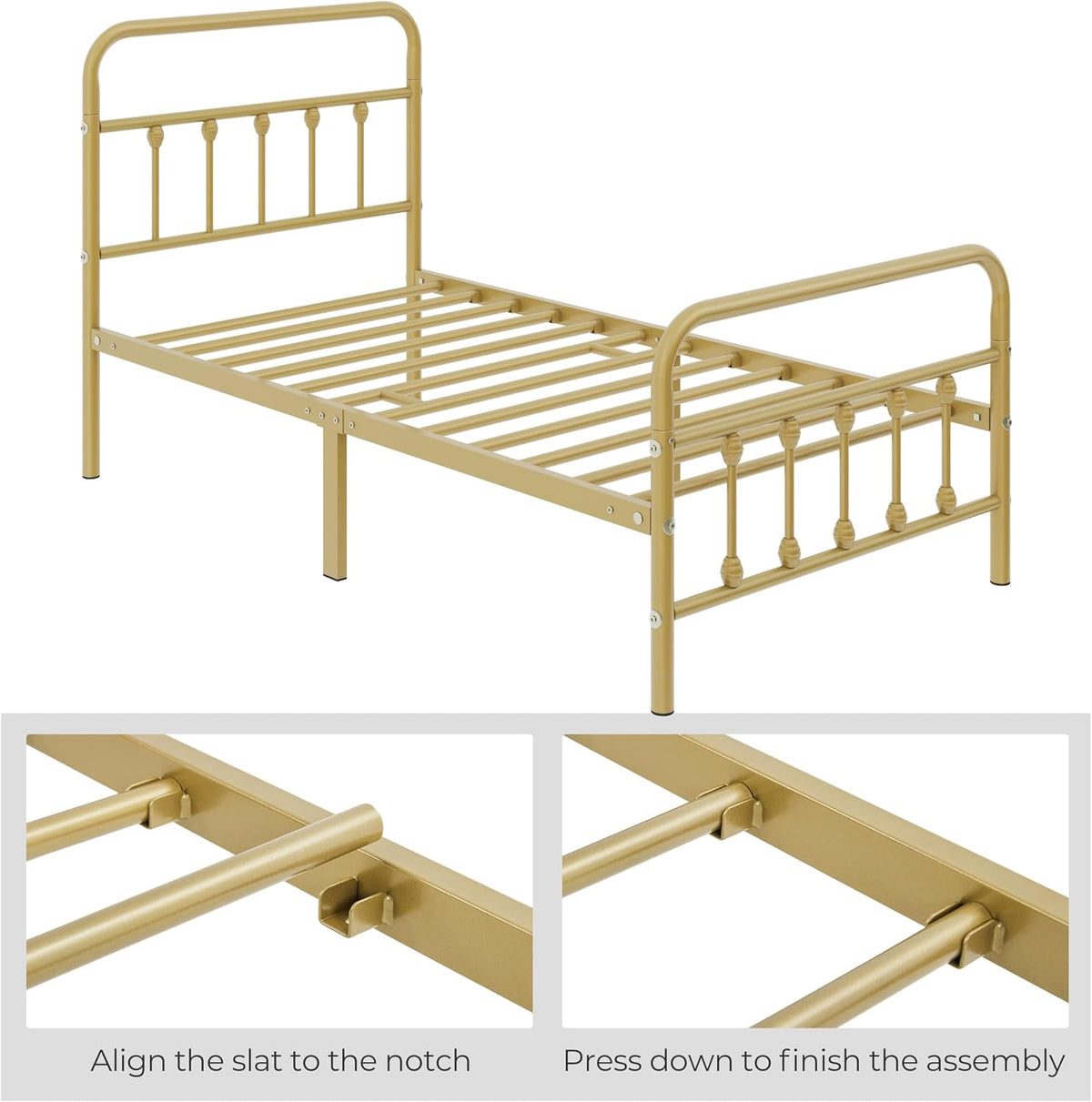 yaheetech 2 pcs twin bed frame with headboard, package contents