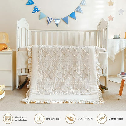 Wowelife Crib Bedding Set for Girls, Ruffle Baby Crib Bedding Set Nursery - Image 3