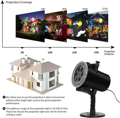 Halloween Christmas Projector Lights, Led Holiday Projector Light with 16pc Slides Patterns IP65 Waterproof Outdoor Indoor for Xmas Birthday Party