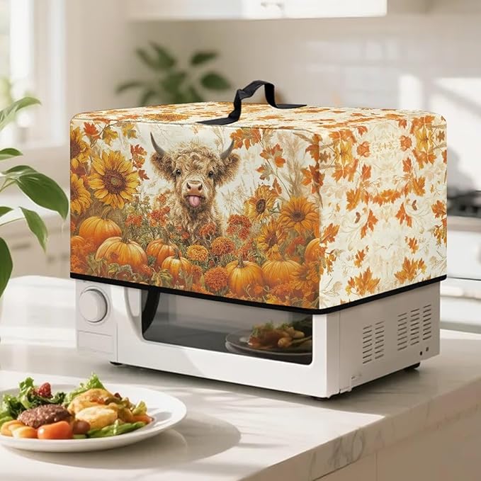 Microwave Ovens Dust Cover, Thanksgiving Highland Cattle Heat-Resistant - Image 3