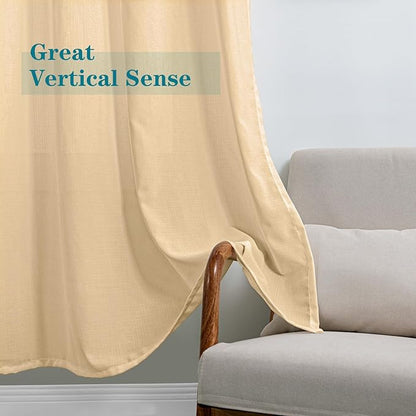BGment Linen Look Semi Sheer Curtains - Image 5