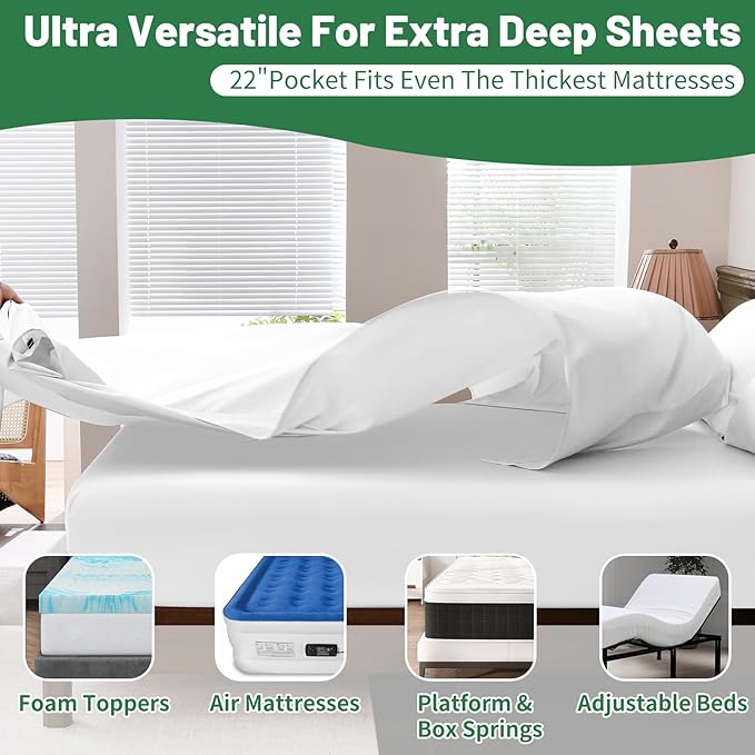 Extra Deep Pocket King Sheets 18-24 Inch 100% Egyptian Cotton 1000 Thread Count - Image 4