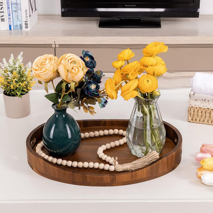 housejoy wood serving tray with handle,ottoman tray with, side view