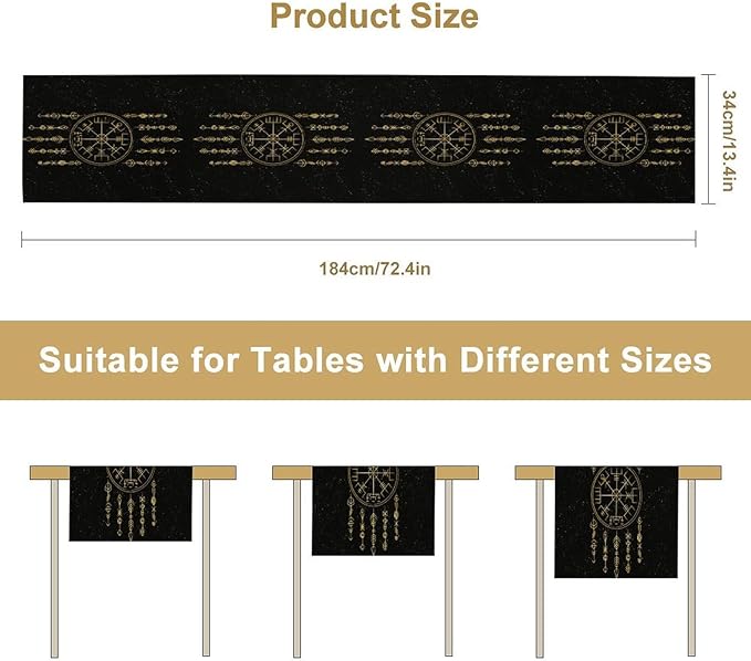 Viking Table Runner, Nordic Symbol Mysterious Aesthetic Table Runner - Image 7