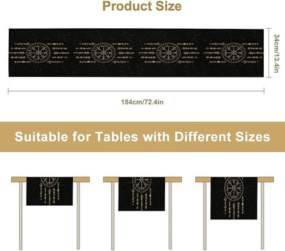 Viking Table Runner, Nordic Symbol Mysterious Aesthetic Table Runner - Image 7