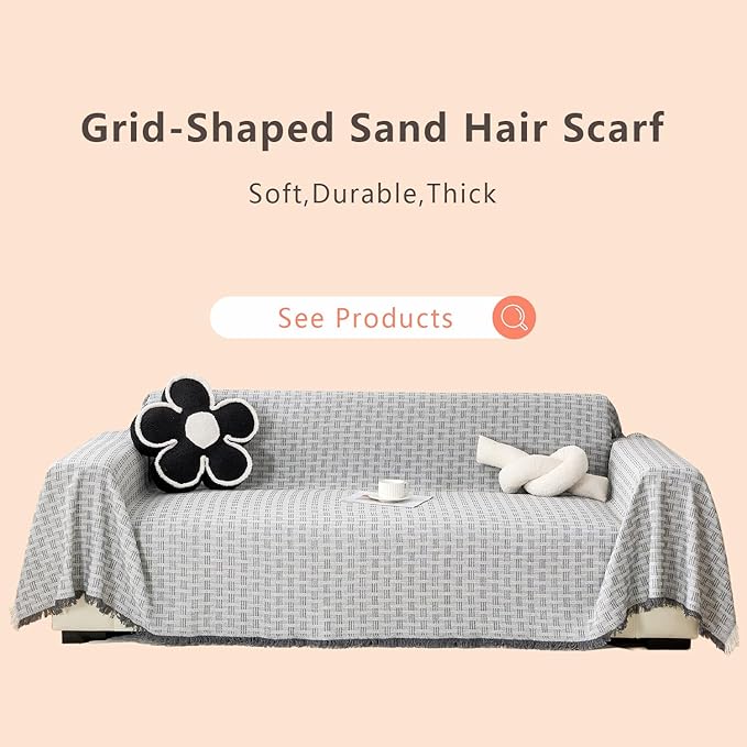 Grey Couch Cover Blanket Cute Geometrical Jacquard Washable Sofa Cover - Image 2