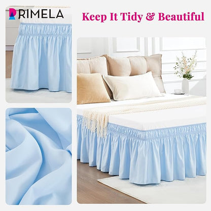 RIMELA Light Blue Bed Skirt King Size 18 Inch Drop, Elastic Bed Skirting - Image 8