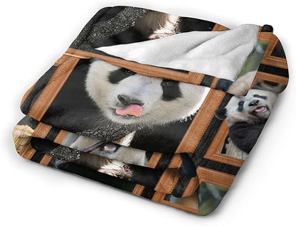 Panda Blanket Panda Throw Blanket Flannel Stuff Merch Cozy Decor Fleece Plush - Image 2