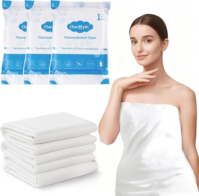 3 Pack Disposable Bath Towel 56'' x 27.5'' Disposable Body Towels by CHARMYTH