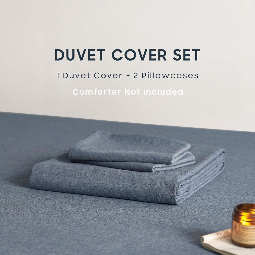 Wake In Cloud - Cotton Duvet Cover Set, 100% Washed Cotton, Linen Like Textur...