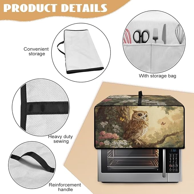 Owl Floral Tree Butterfly Print Microwave Oven Dust Cover Heavy Duty Microwave - Image 6