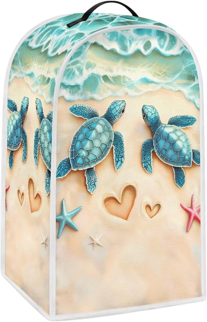 Talayituse Beach Turtle Starfish Heart Print Blender Dust Cover, Fingerprint - Image 2