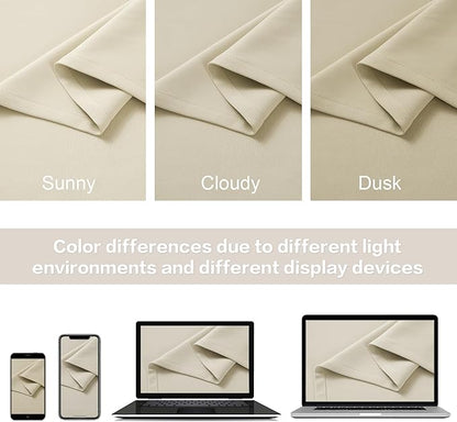 DUALIFE 120 Inch Long Back Tab Beige Long Curtains - Image 5