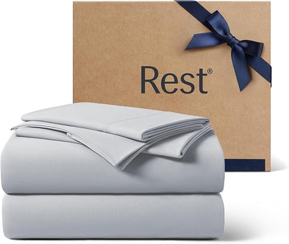 REST® Evercool®+ Cooling Sheet Set, Full Size, Light Gray, Breathable Bed Sheets by REST