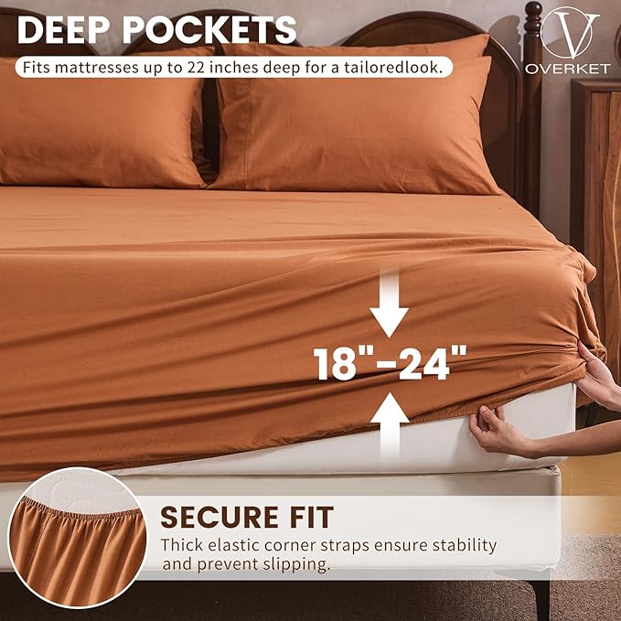100% Linen Sheet Set Cal King Size Extra Deep Pocket Fits 18-24 Inch Mattress - Image 2