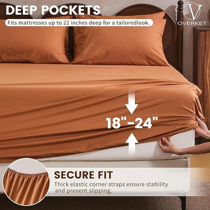 100% Linen Sheet Set King Size Extra Deep Pocket Fits 18-24 Inch Mattress - Image 2
