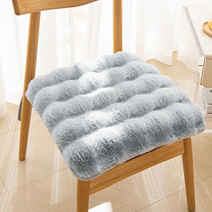 Square Faux Fur Seat Cushion, Faux Rabbit Fleece Chair Pad, Winter Thick Plush by Unknown