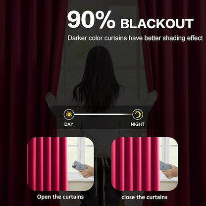 KEQIAOSUOCAI Pinch Pleated Hot Pink Blackout Curtains 72 Inches Long, Sound & - Image 3