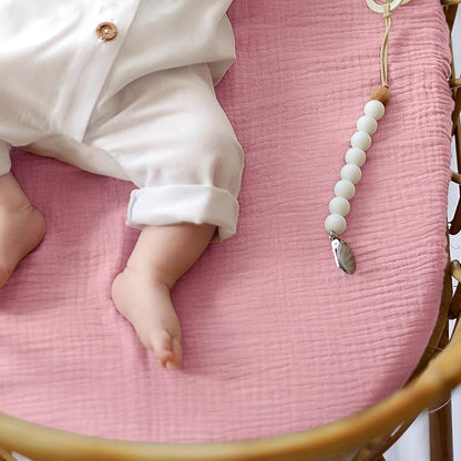 lulumoon Baby Muslin Bassinet Sheets: Cotton Bassinet Sheets Neutral - Image 8