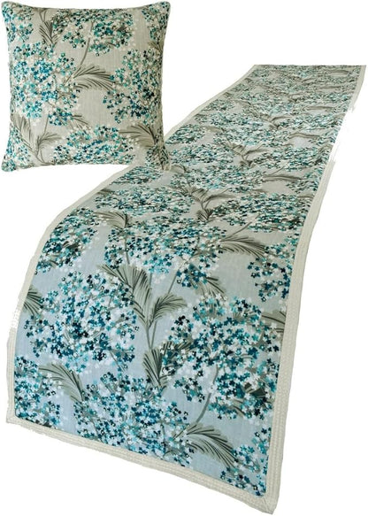 The HomeCentric King/Queen/Twin Blue Decorative Queen 74"x18" Bed Runner by TheHomeCentric