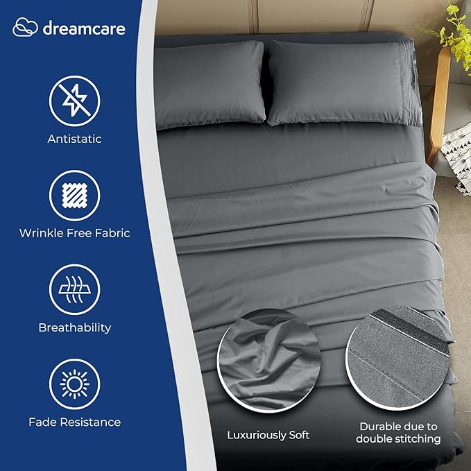 DREAMCARE Full Size Sheets – 4 pcs Cooling Sheets – up to 21” Deep Full Sheet - Image 2