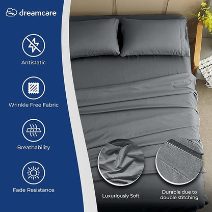 DREAMCARE Queen Sheet Set – 4 pcs Cooling Sheets – up to 21” Extra Deep Pocket - Image 2