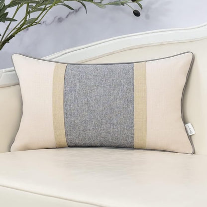 Yangest Patchwork Pillow Cover 12x20 Inch Luxury Cotton and Linen Cushion Cover by Yangest