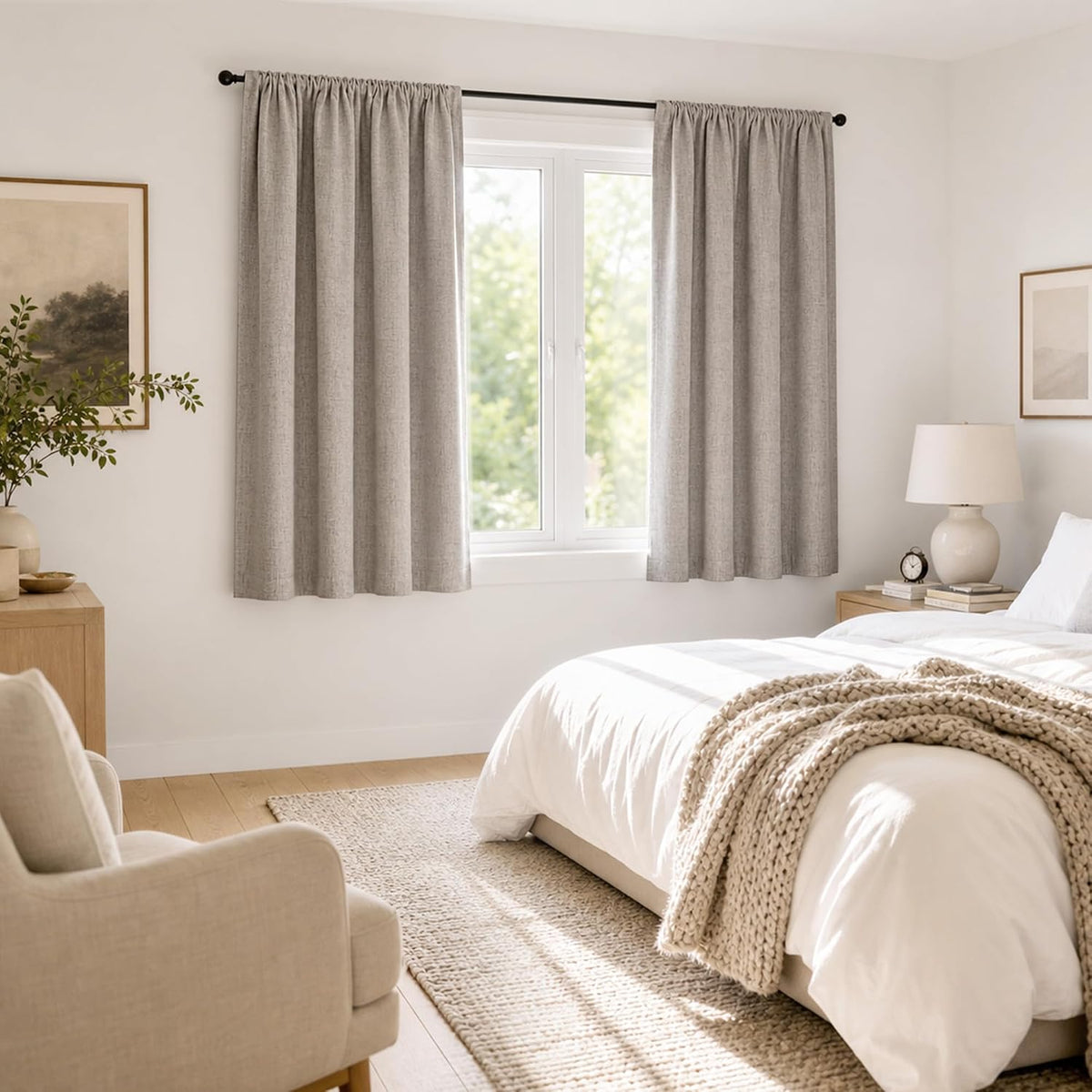 pony dance 100% black out linen curtains 63, front angle view