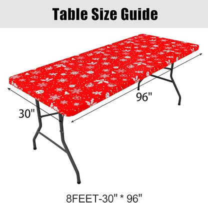 Smiry Plastic Christmas Tablecloth, Snowflake Wipeable Flannel Backed Vinyl - Image 7