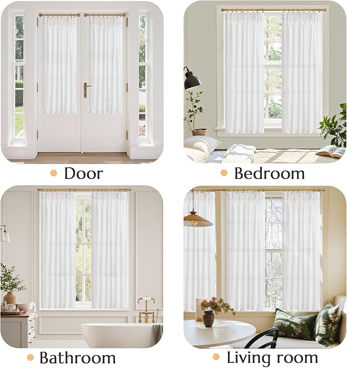 jinchan Pinch Pleated Linen Blend Curtains 63 Inch 2 Panels Light Filtering - Image 5