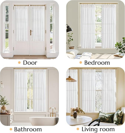 jinchan Pinch Pleated Linen Blend Curtains 63 Inch 2 Panels Light Filtering - Image 5