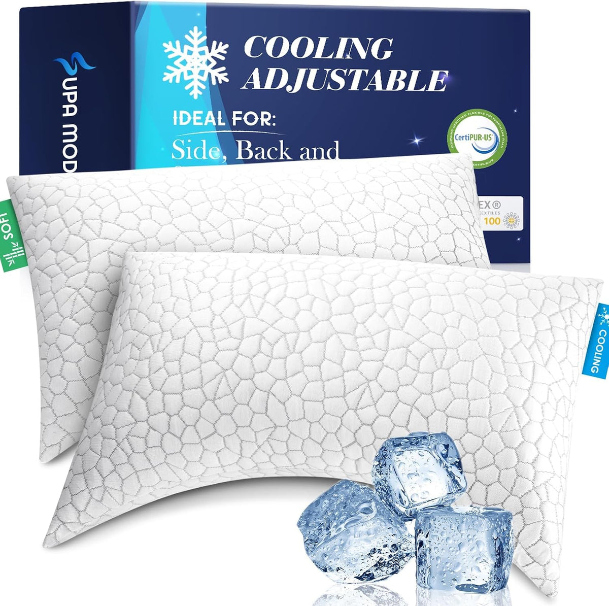 side sleeper pillow for side and back sleepers, main product view